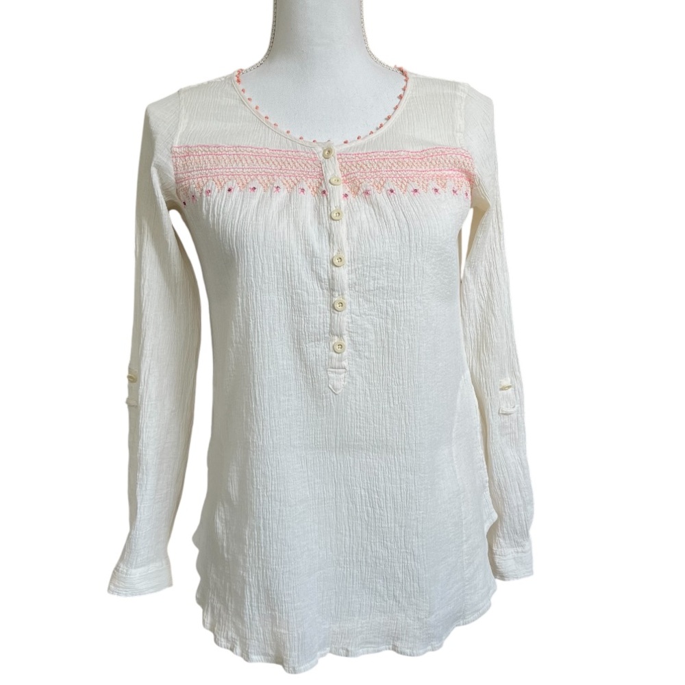 Rebecca Taylor Gauze Embellished Summer Top With Pockets